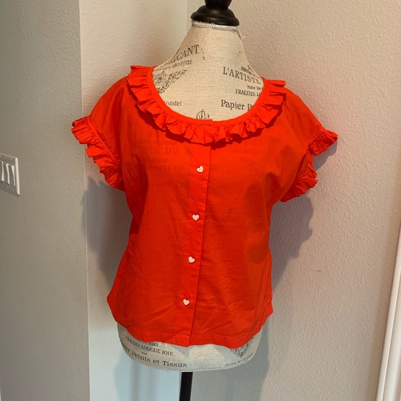 Alex Mill ruffle red blouse - Picture 3 of 8